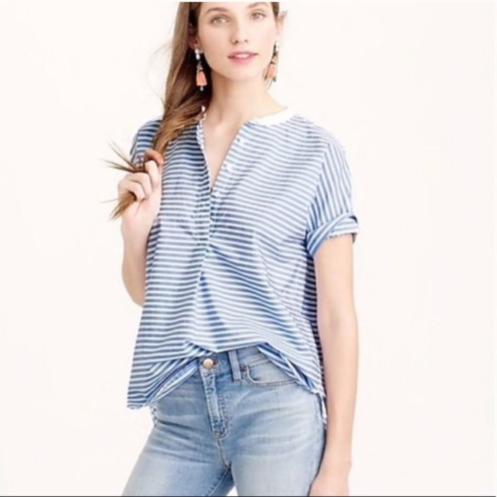 𝅺j. Crew Sz Xs Striped Popover Tunic Shirt